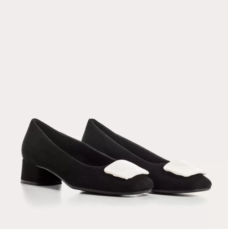 Ballerines^Reqins Ballerines Kefir Cuir Velours/Silk Noir, Noir/Beige