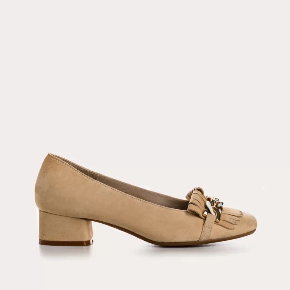 Ballerines^Reqins Ballerines Kos Cuir Velours Rose, Nude