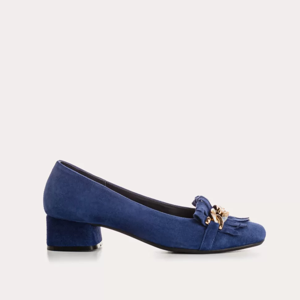 Ballerines^Reqins Ballerines Kos Cuir Velours Bleu, Ocean