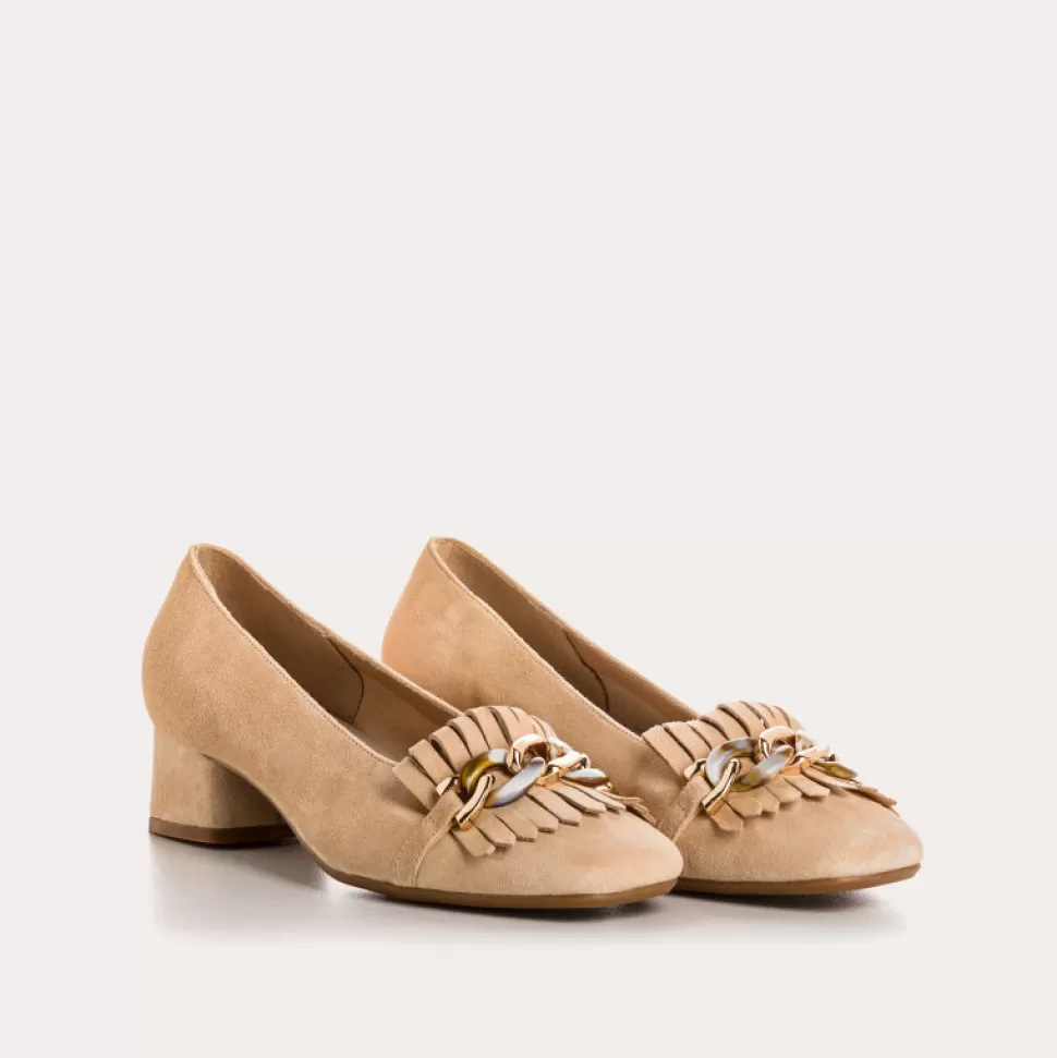 Ballerines^Reqins Ballerines Kos Cuir Velours Rose, Nude