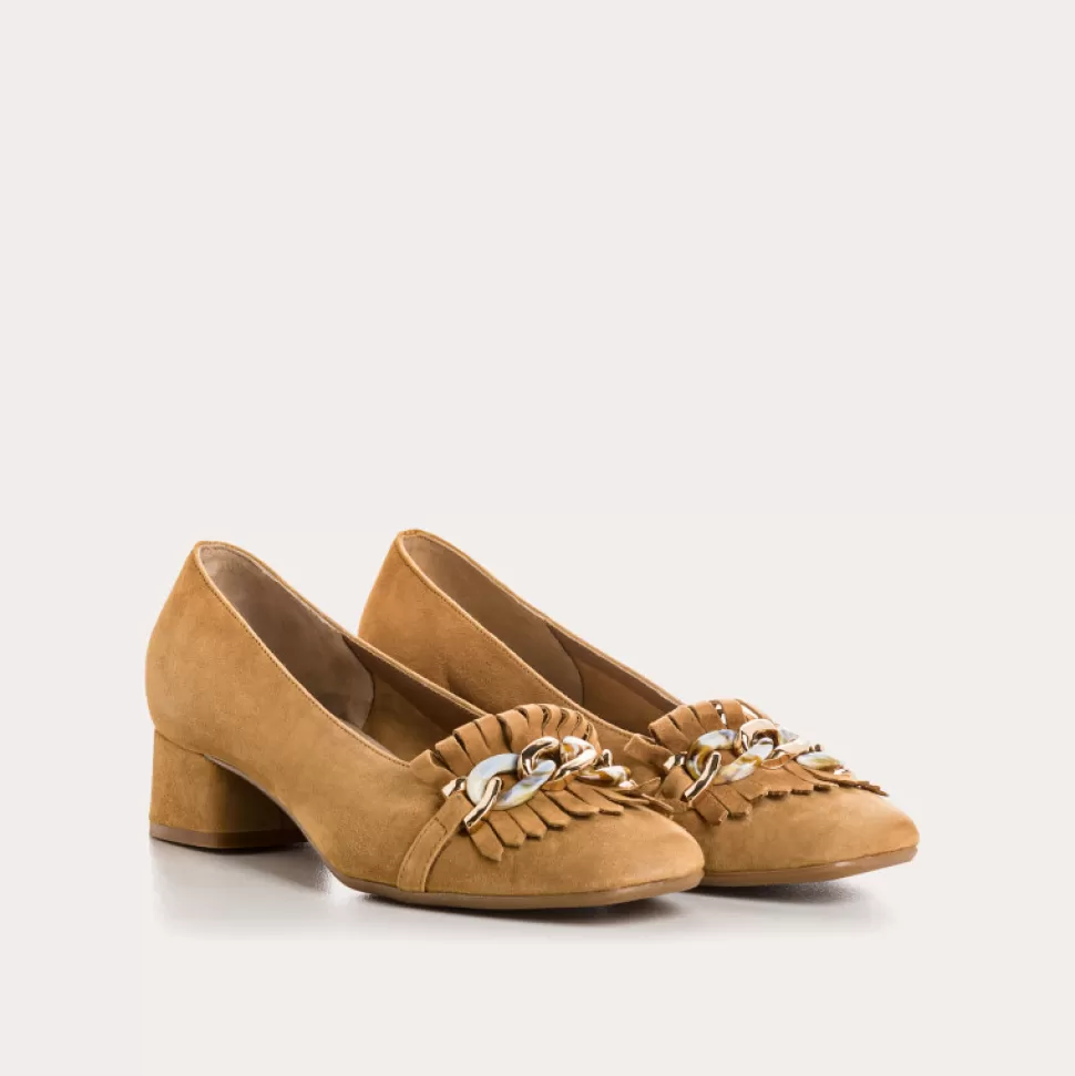 Ballerines^Reqins Ballerines Kos Cuir Velours Havane, Camel