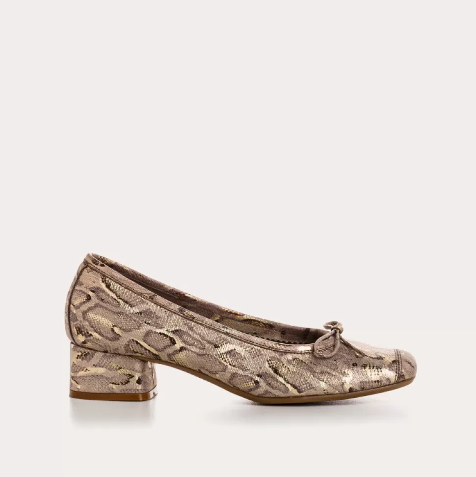 Ballerines^Reqins Ballerines Kyriel Cobra Metal Taupe, Animalier