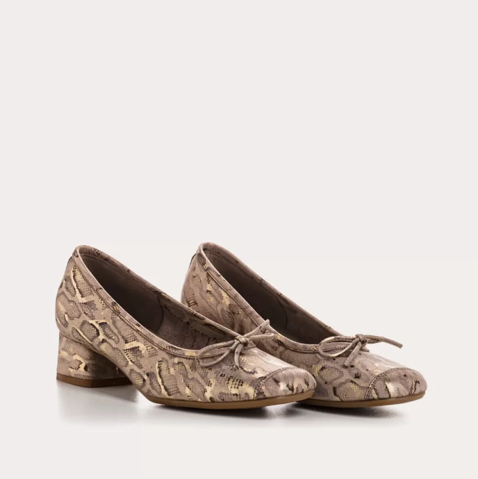 Ballerines^Reqins Ballerines Kyriel Cobra Metal Taupe, Animalier
