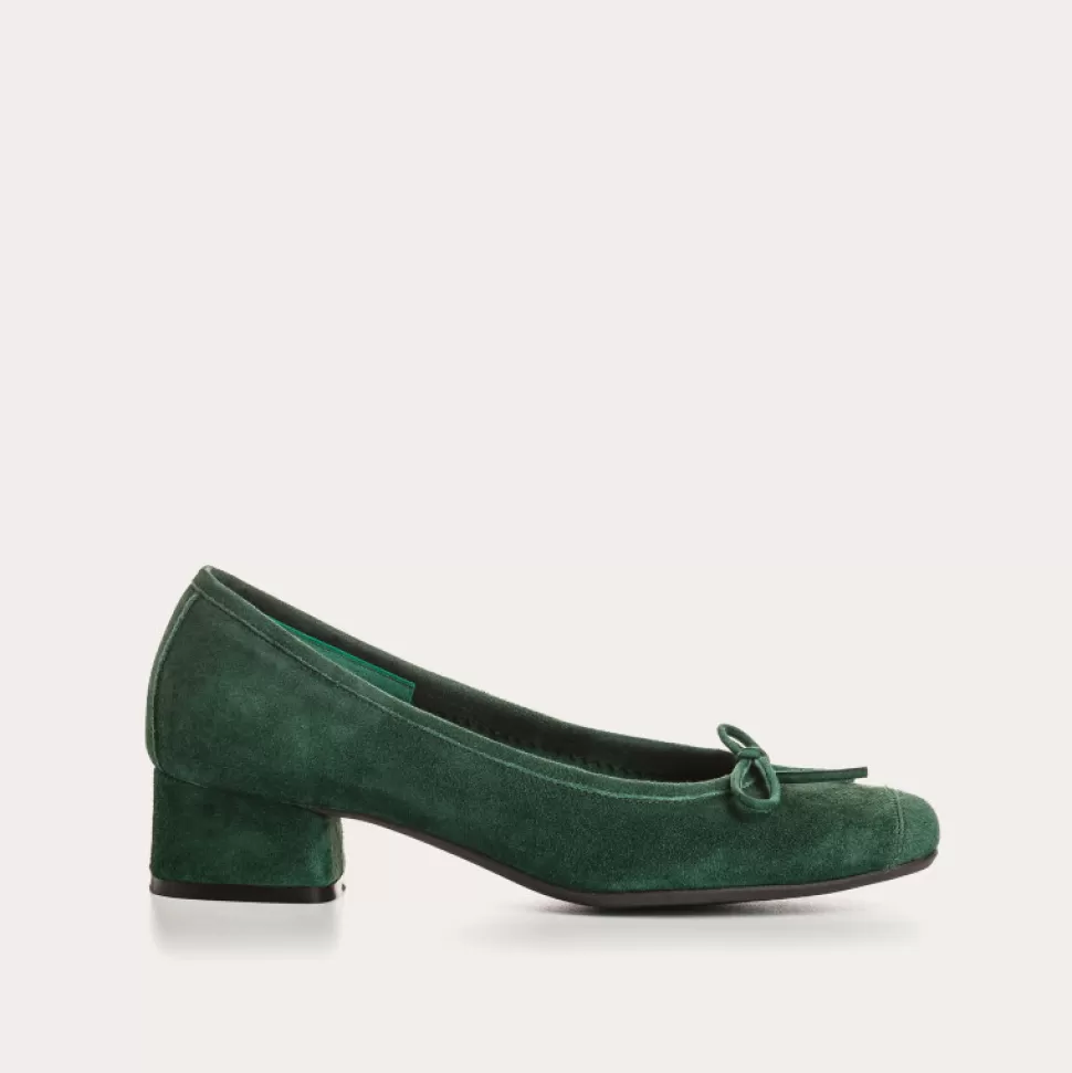 Ballerines^Reqins Ballerines Kyriel Cuir Velours Vert, Sapin