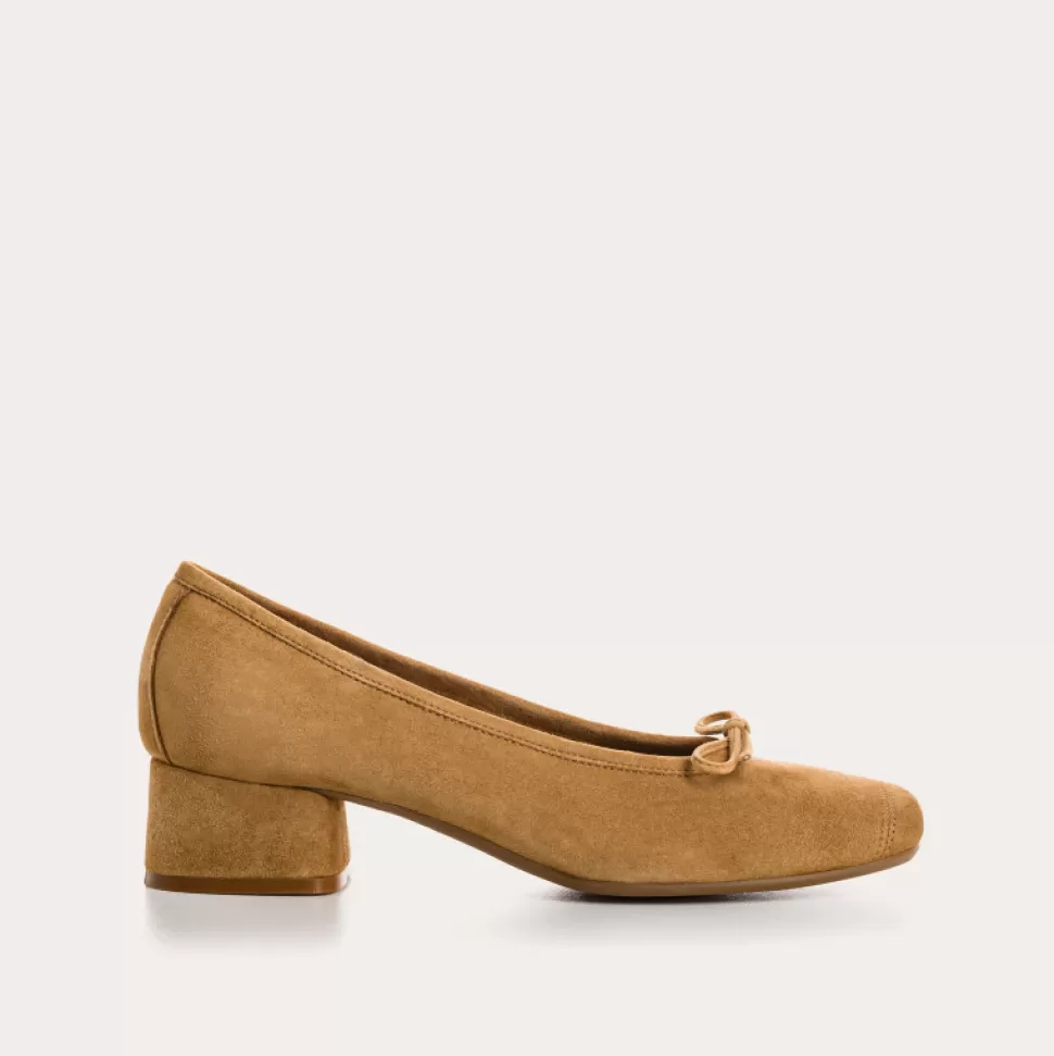 Ballerines^Reqins Ballerines Kyriel Cuir Velours Havane, Camel