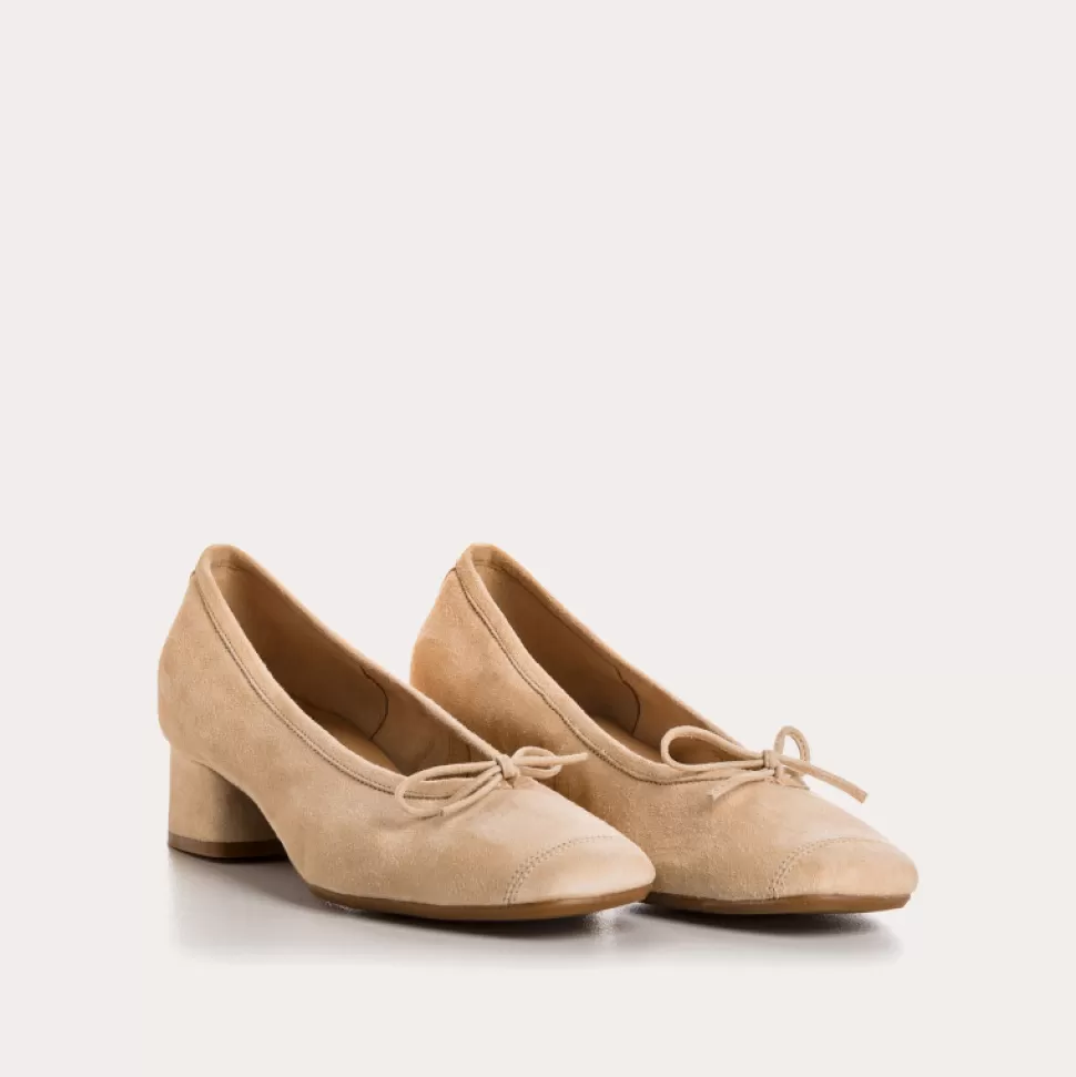 Ballerines^Reqins Ballerines Kyriel Cuir Velours Rose, Nude