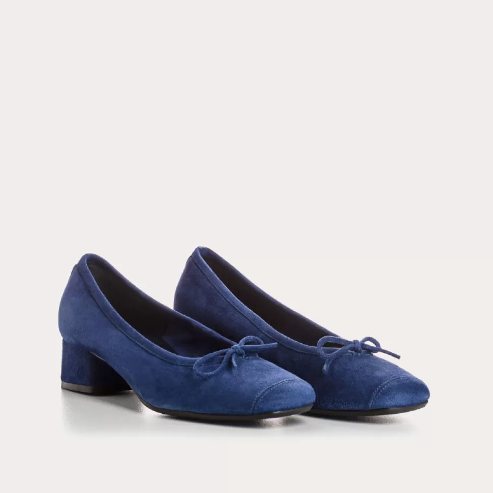 Ballerines^Reqins Ballerines Kyriel Cuir Velours Bleu, Ocean