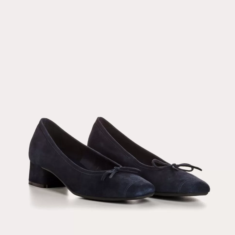 Ballerines^Reqins Ballerines Kyriel Cuir Velours Bleu, Nuit