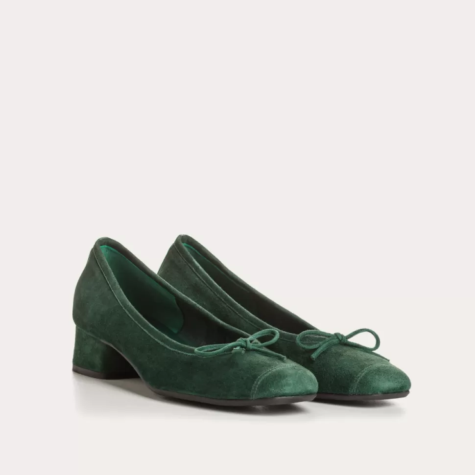 Ballerines^Reqins Ballerines Kyriel Cuir Velours Vert, Sapin