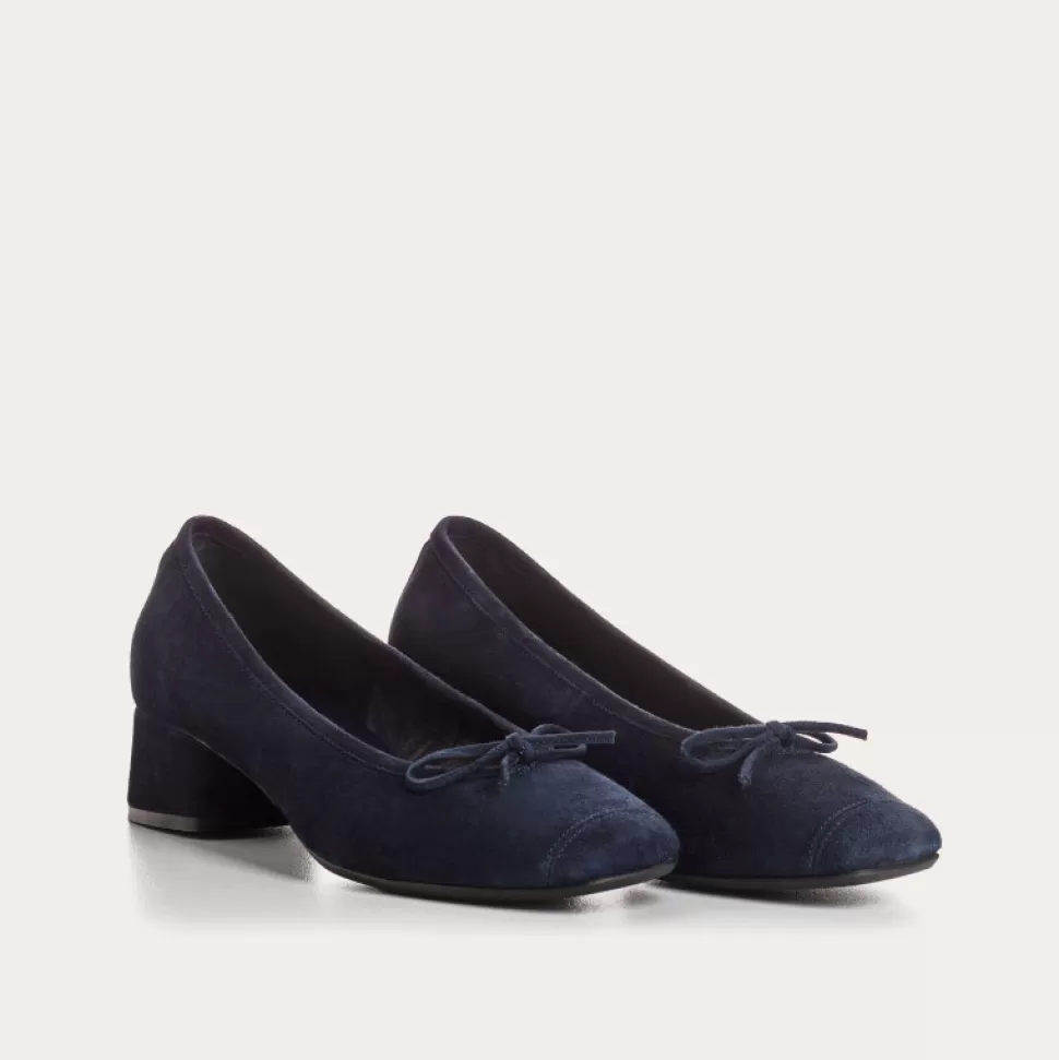 Ballerines^Reqins Ballerines Kyriel Cuir Velours Marine, Bleu