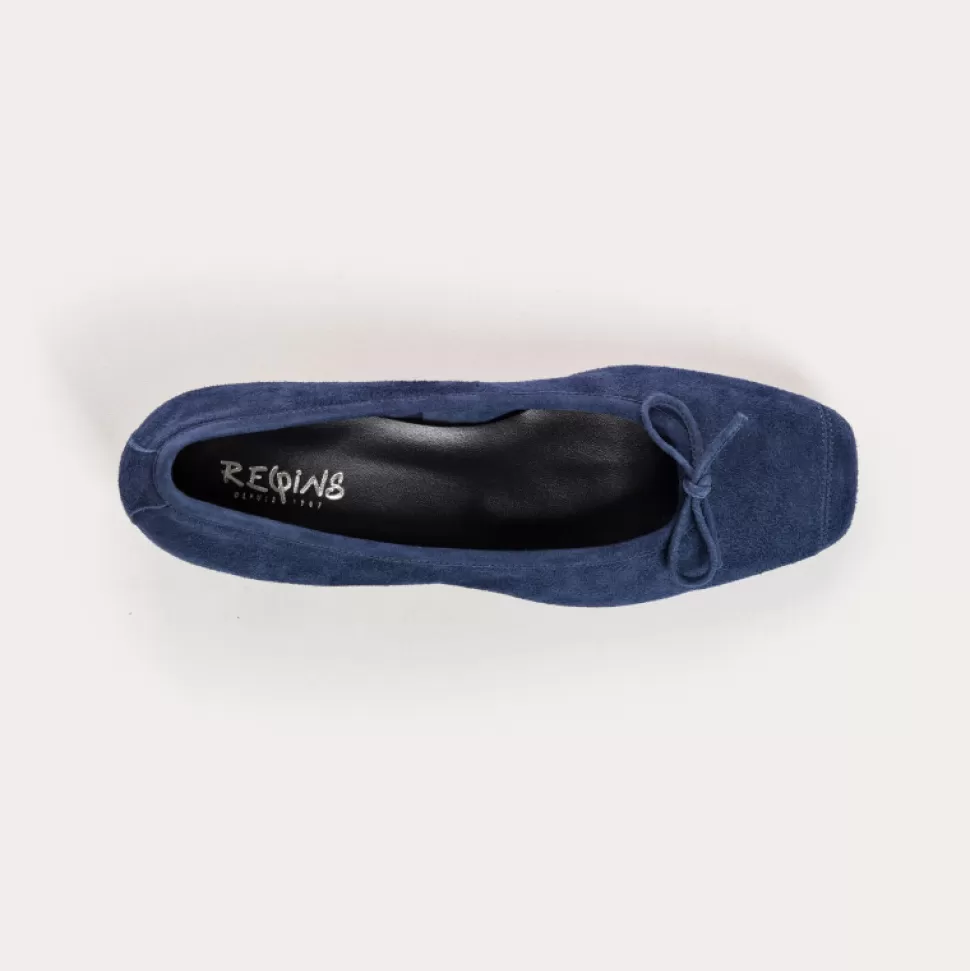 Ballerines^Reqins Ballerines Kyriel Cuir Velours Bleu, Ocean