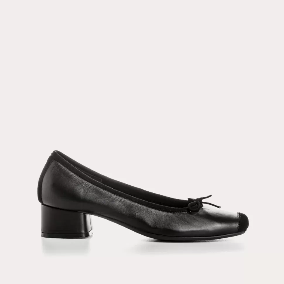 Ballerines^Reqins Ballerines Kyriel Cuir/Cuir Velours Noir, Noir