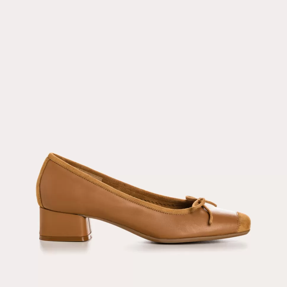 Ballerines^Reqins Ballerines Kyriel Cuir/Cuir Velours Camel, Camel