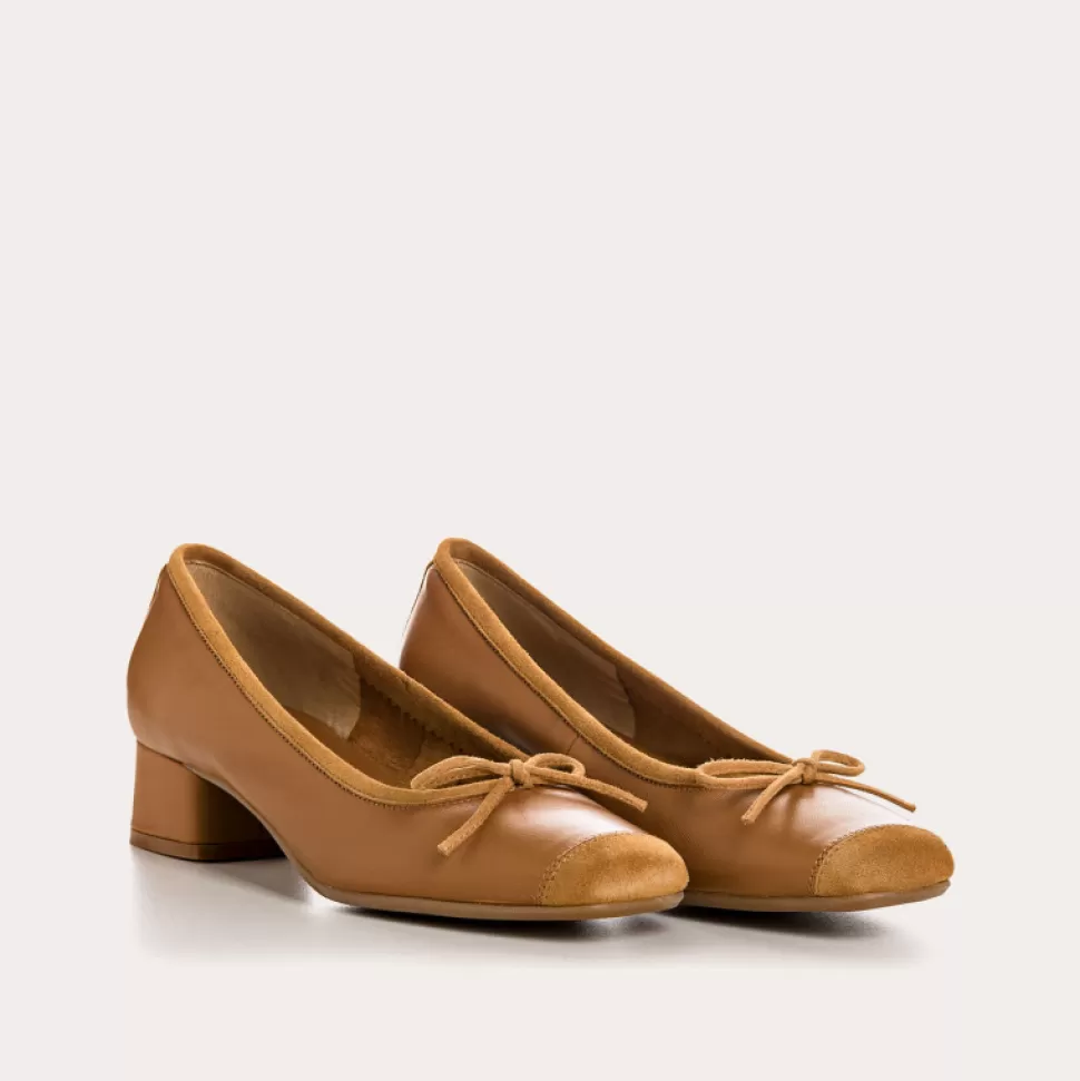 Ballerines^Reqins Ballerines Kyriel Cuir/Cuir Velours Camel, Camel