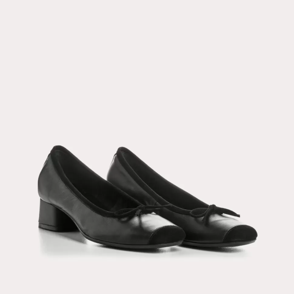Ballerines^Reqins Ballerines Kyriel Cuir/Cuir Velours Noir, Noir