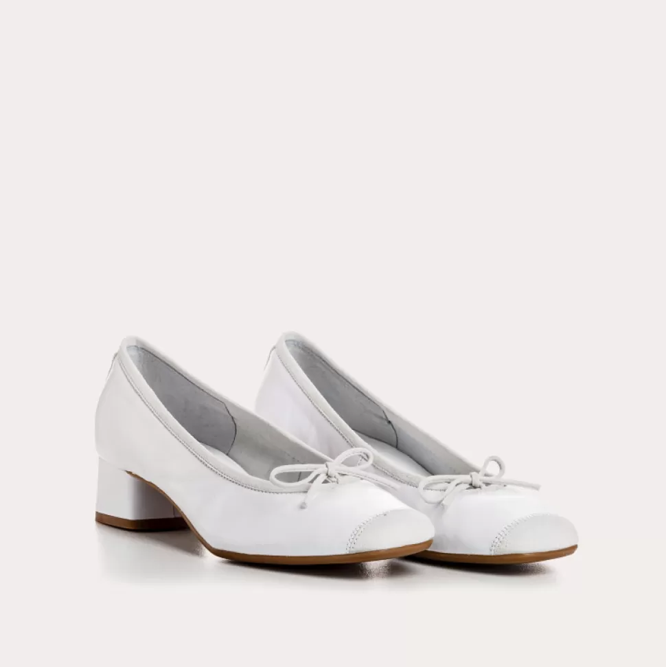 Ballerines^Reqins Ballerines Kyriel Cuir/Cuir Velours Blanc, Blanc