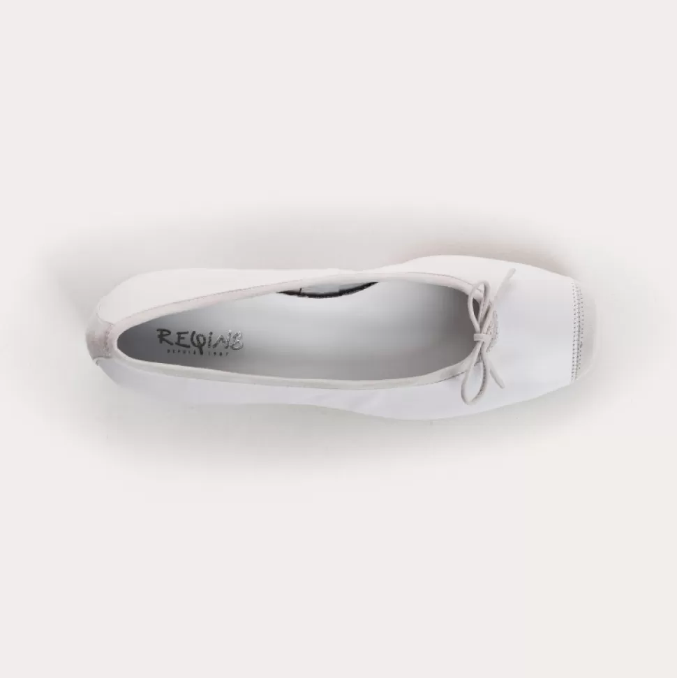 Ballerines^Reqins Ballerines Kyriel Cuir/Cuir Velours Blanc, Blanc