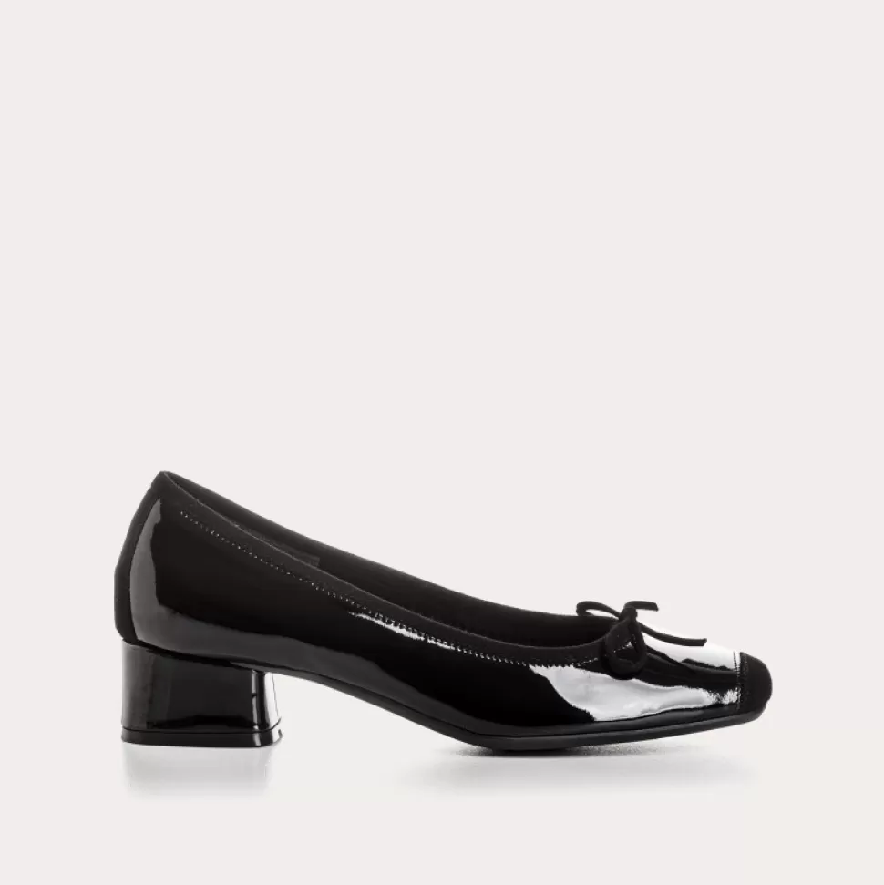 Ballerines^Reqins Ballerines Kyriel Vernis/Cuir Velours Noir, Noir