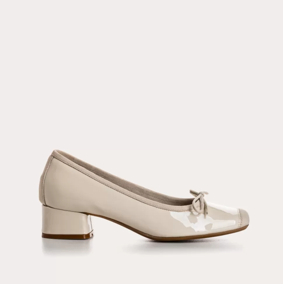 Ballerines^Reqins Ballerines Kyriel Vernis/Cuir Velours Beige, Ecru