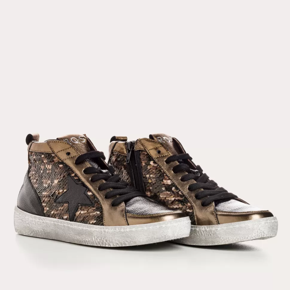Baskets^Reqins Baskets Brittany Mix Sequins Metallique, Bronze