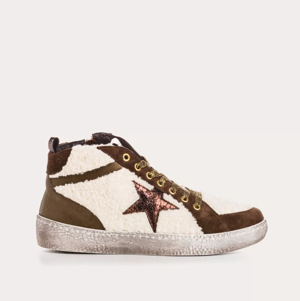 Baskets^Reqins Baskets Brittany Mix Teddy Beige, Ecru
