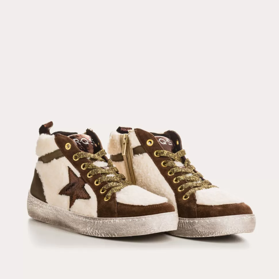 Baskets^Reqins Baskets Brittany Mix Teddy Beige, Ecru