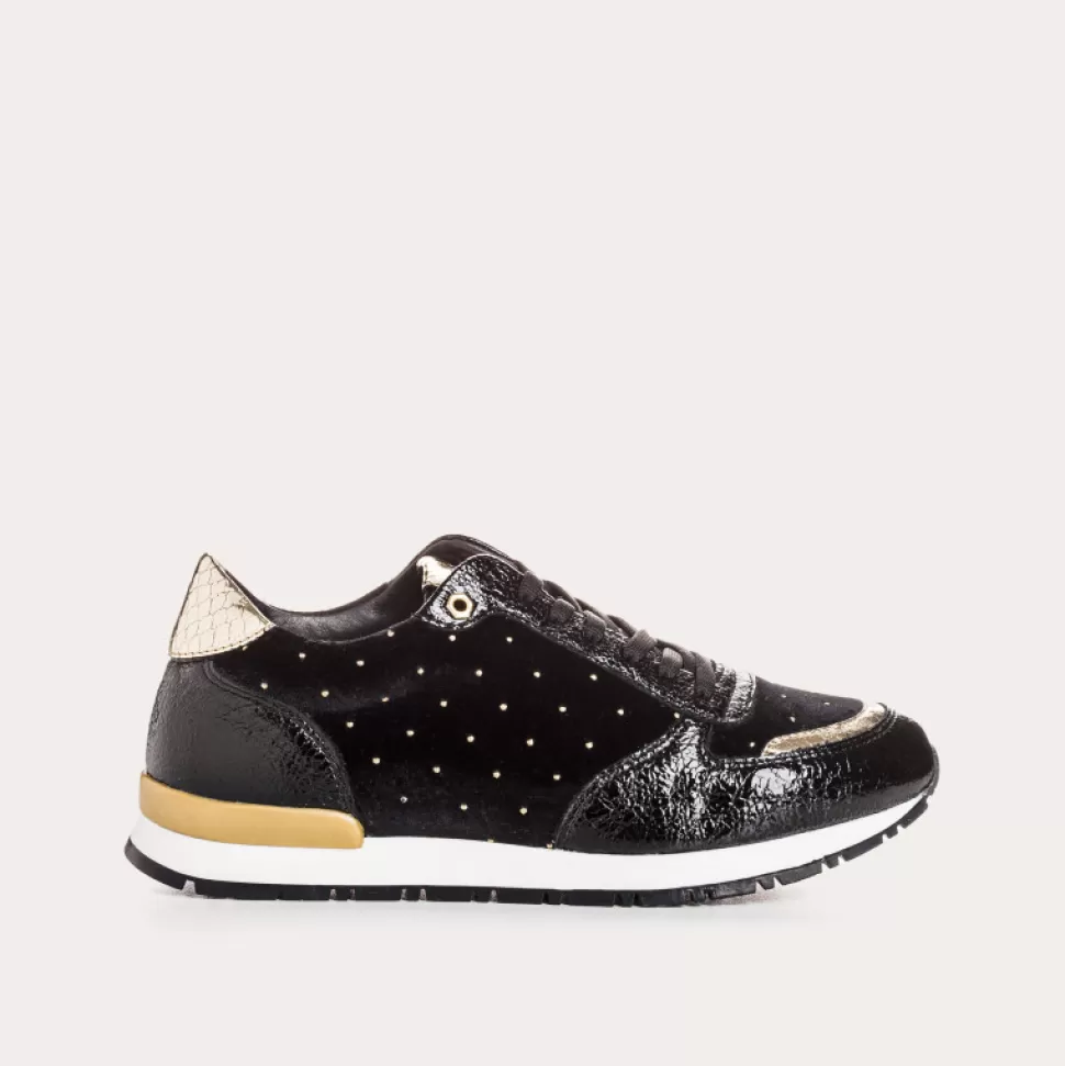 Baskets^Reqins Baskets Eldorado Mix Plumetis Noir, Noir