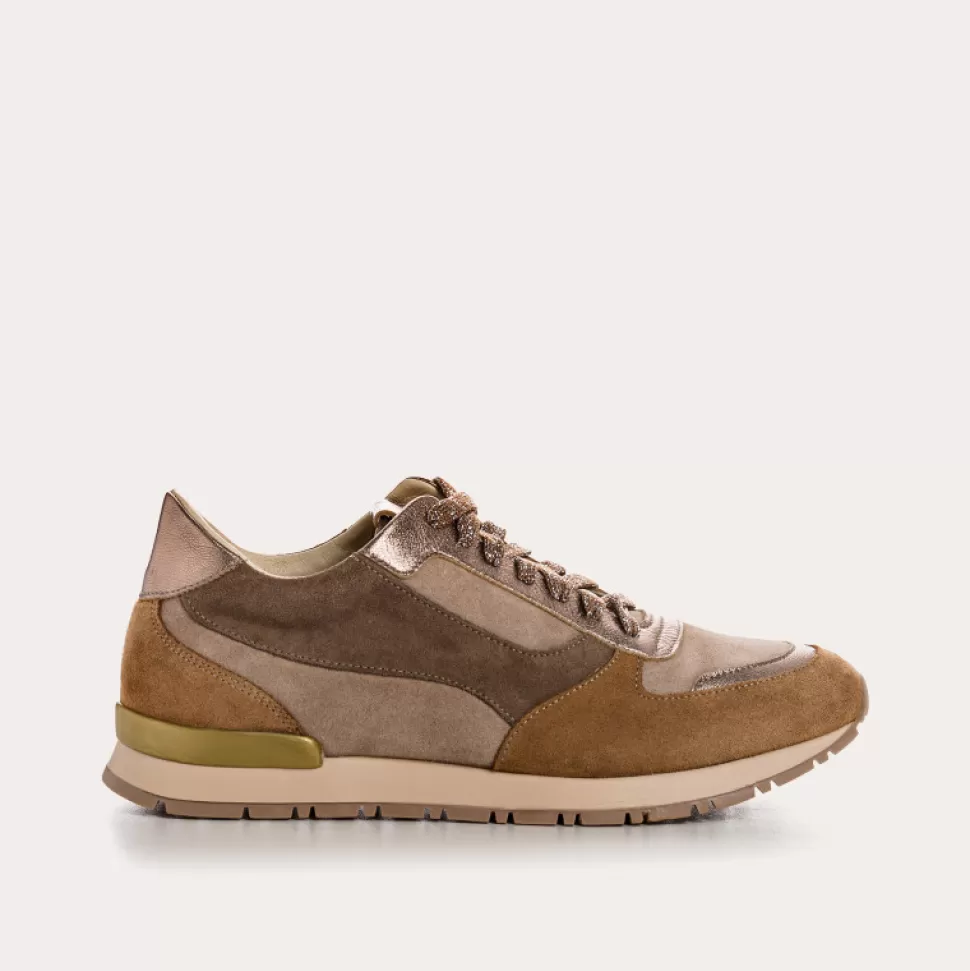 Baskets^Reqins Baskets Electra Mix Cuir Velours Taupe, Chamois/Taupe