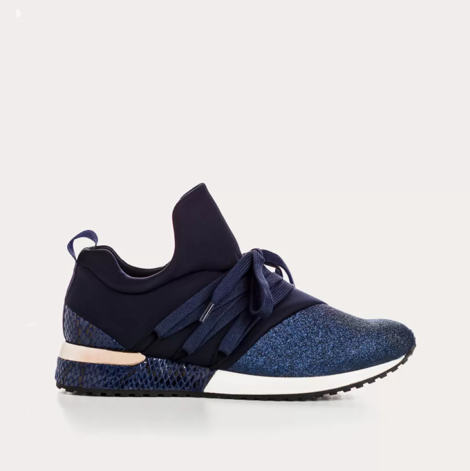 Baskets^Reqins Baskets Ilan Lycra Marine, Bleu