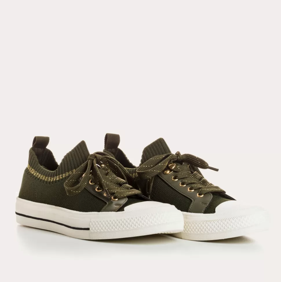 Baskets^Reqins Baskets Imperial Crochet Vert, Kaki/Or