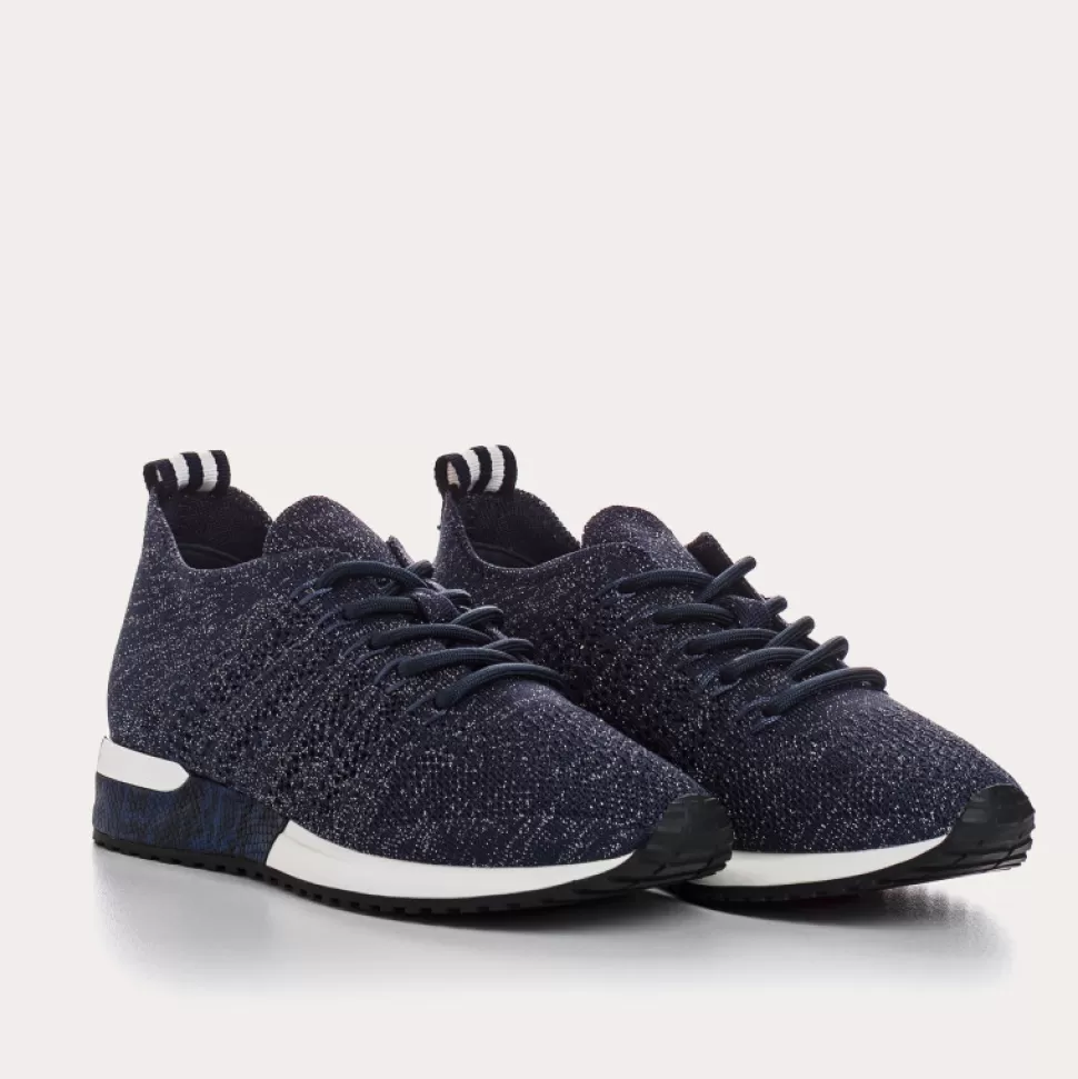 Baskets^Reqins Baskets Ines Crochet Lame Marine, Bleu
