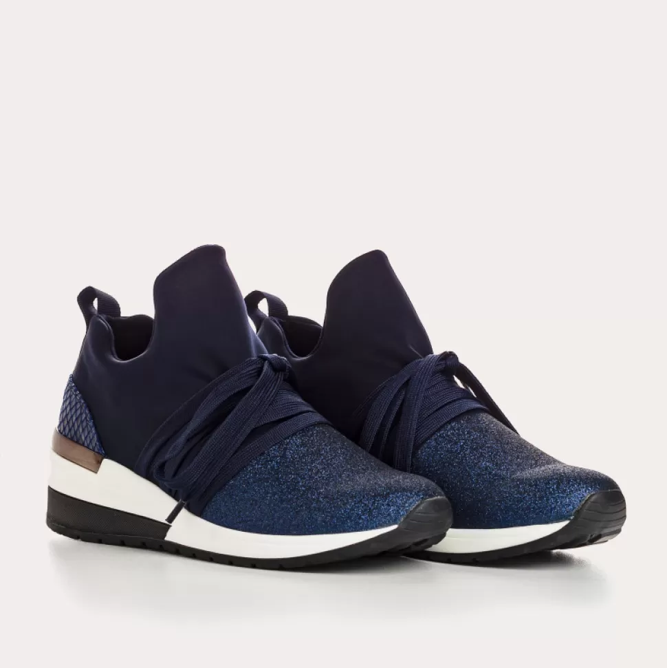 Baskets^Reqins Baskets Inuit Lycra Marine, Bleu