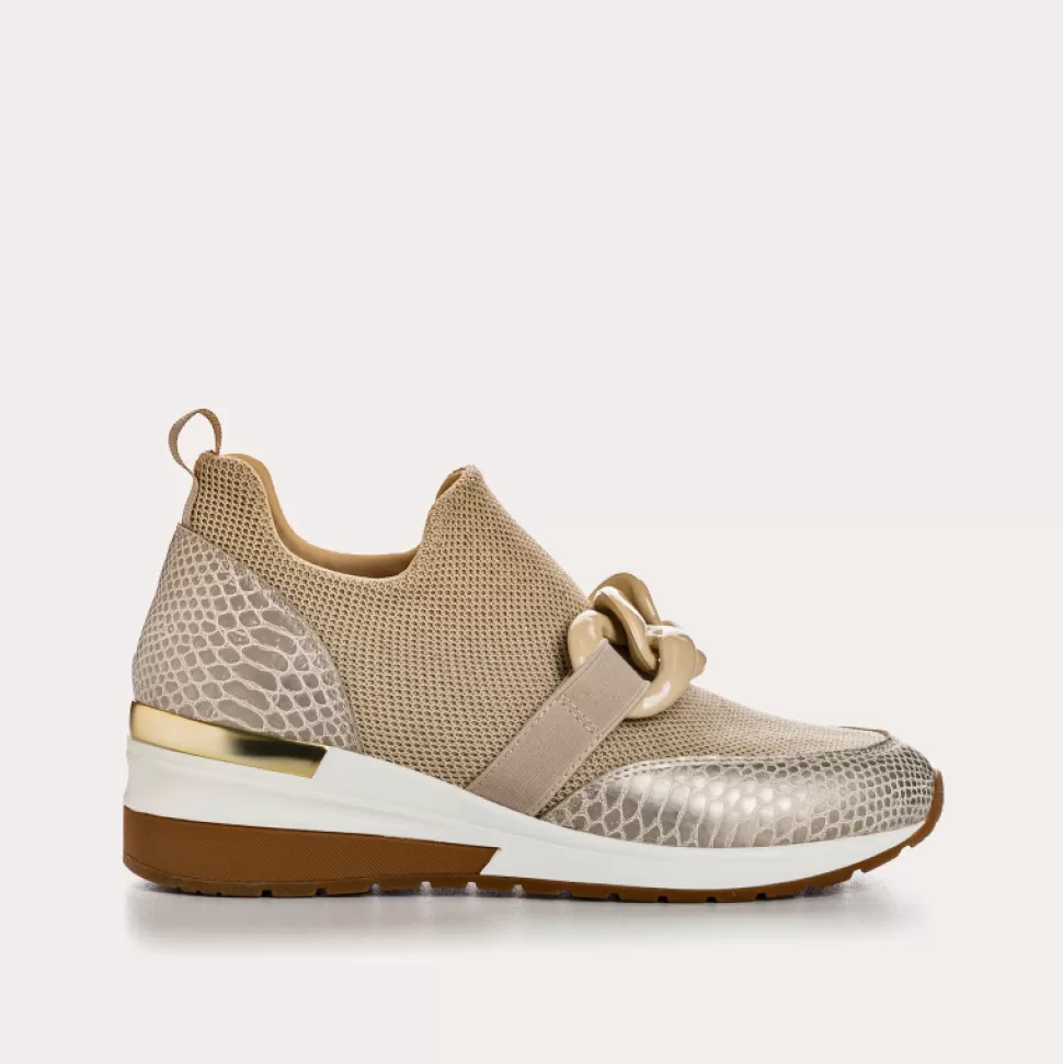 Baskets^Reqins Baskets Iroko Crochet Lame Metallique, Champagne