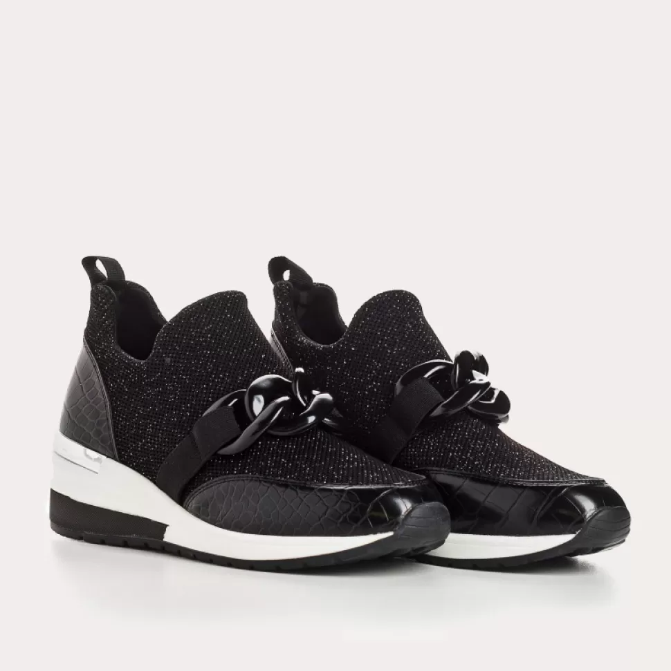 Baskets^Reqins Baskets Iroko Crochet Lame Noir, Noir