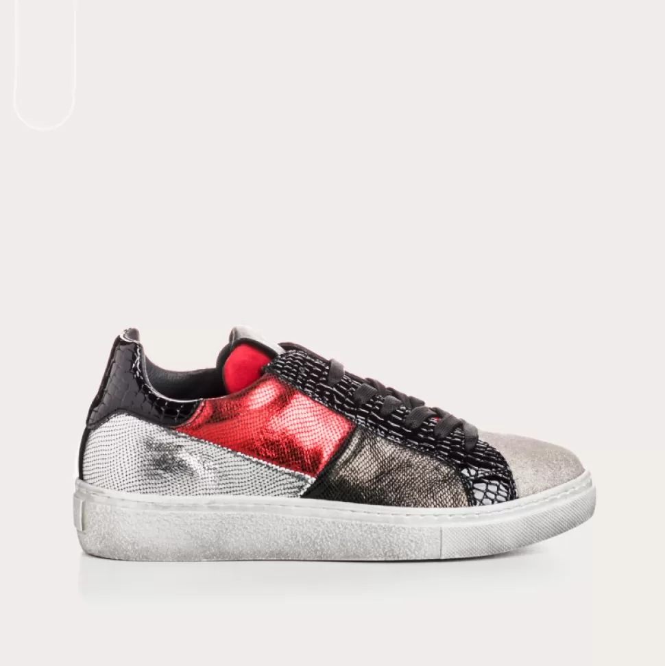 Baskets^Reqins Baskets Sharon Mix Geko Met Rouge, Multicolore