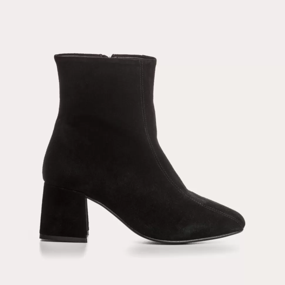 Boots^Reqins Boots Agatha Cuir Velours Noir, Noir