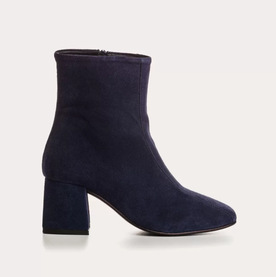 Boots^Reqins Boots Agatha Cuir Velours Bleu, Nuit
