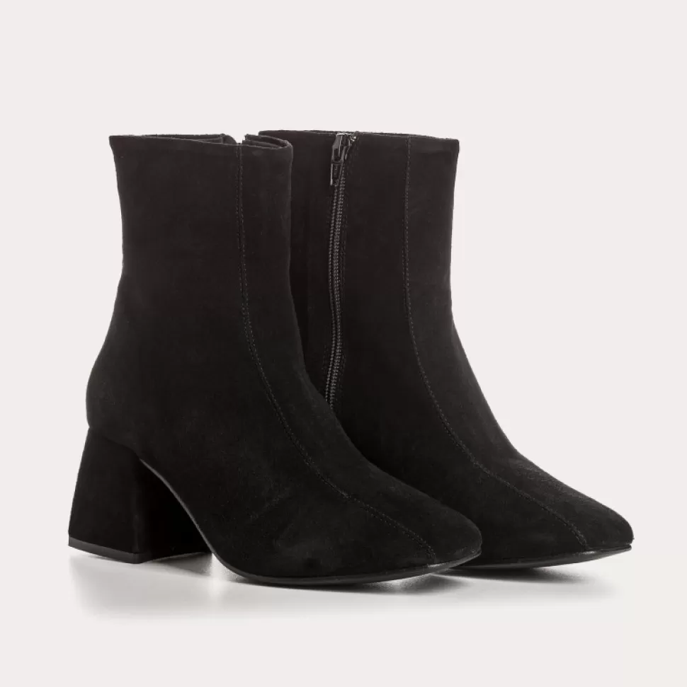 Boots^Reqins Boots Agatha Cuir Velours Noir, Noir