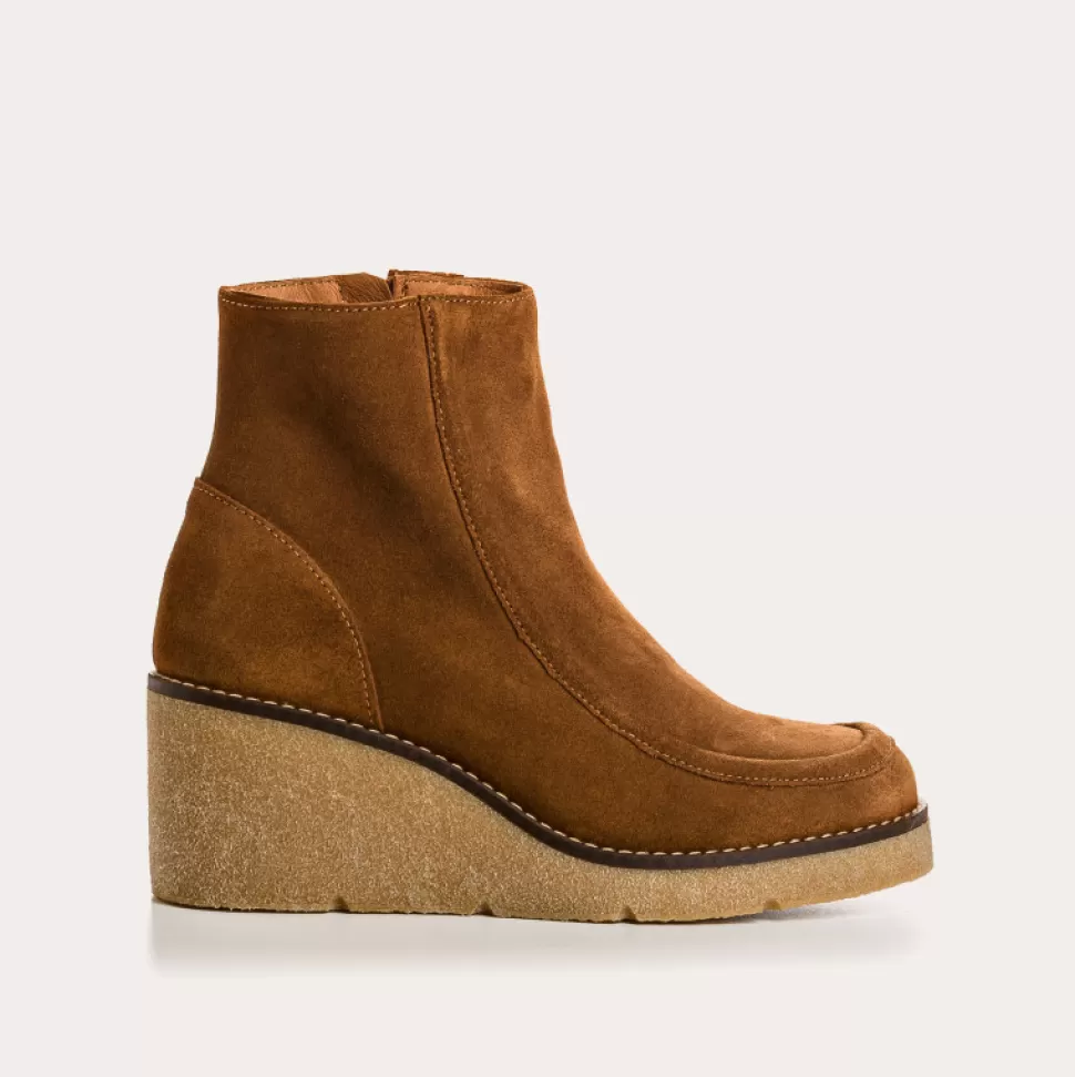 Boots^Reqins Boots Argos Cuir Velours Chamois, Camel