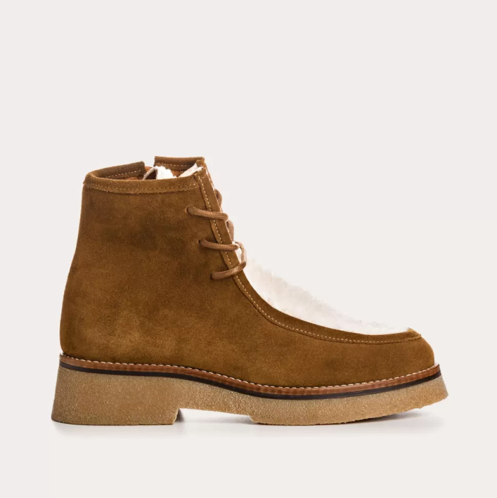 Boots^Reqins Boots Aruba Cuir Velours/Teddy Beige, Noisette