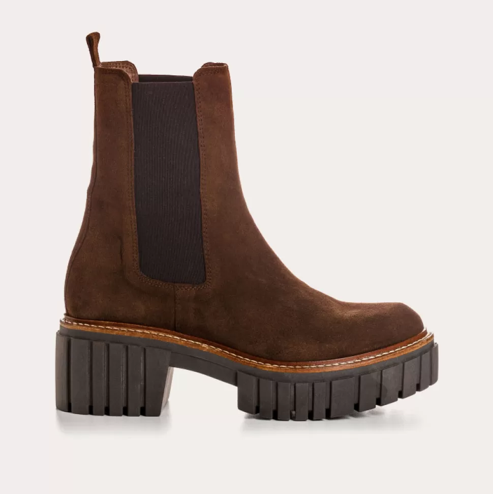 Boots^Reqins Boots Basea Cuir Velours Marron, Marron