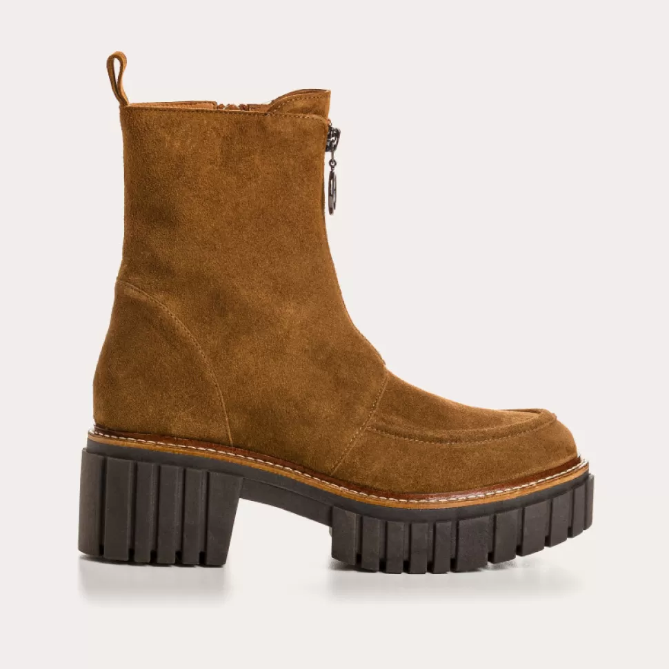 Boots^Reqins Boots Bowen Cuir Velours Beige, Noisette
