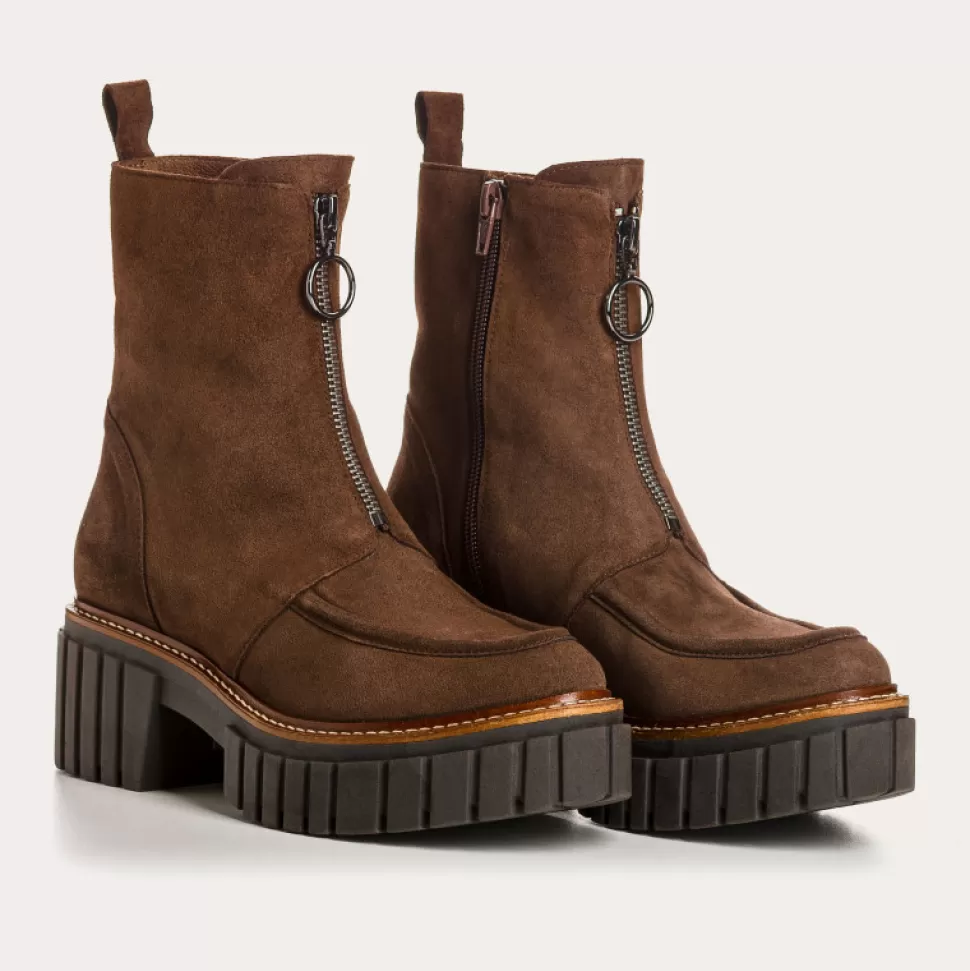 Boots^Reqins Boots Bowen Cuir Velours Marron, Marron