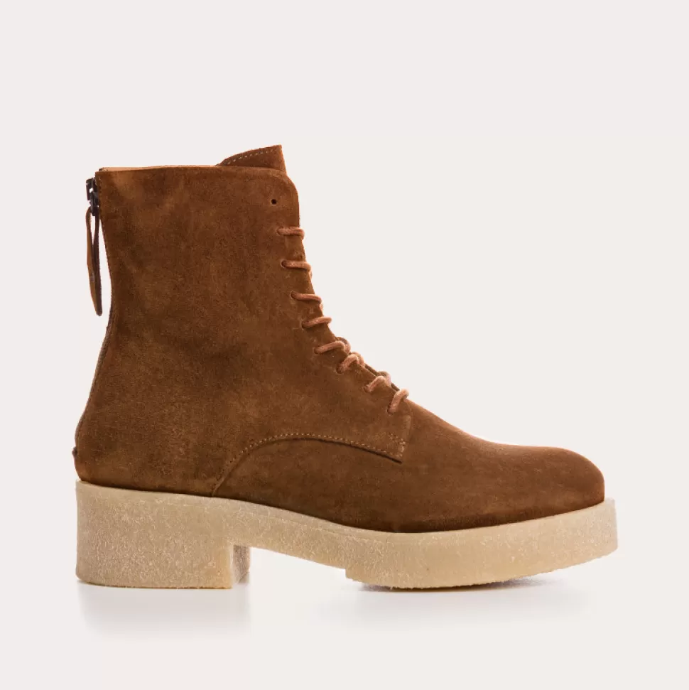 Boots^Reqins Boots Clayton Cuir Velours Camel, Brandy