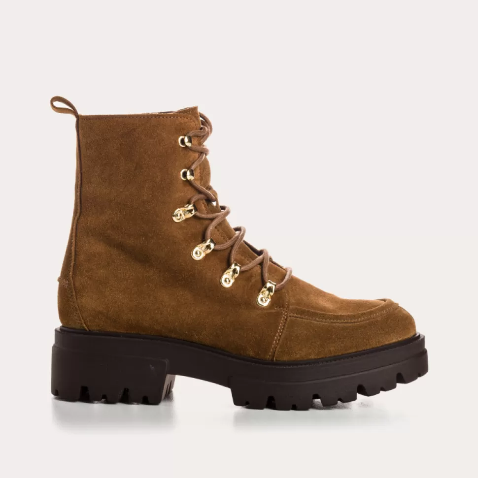 Boots^Reqins Boots Devon Cuir Velours Beige, Noisette