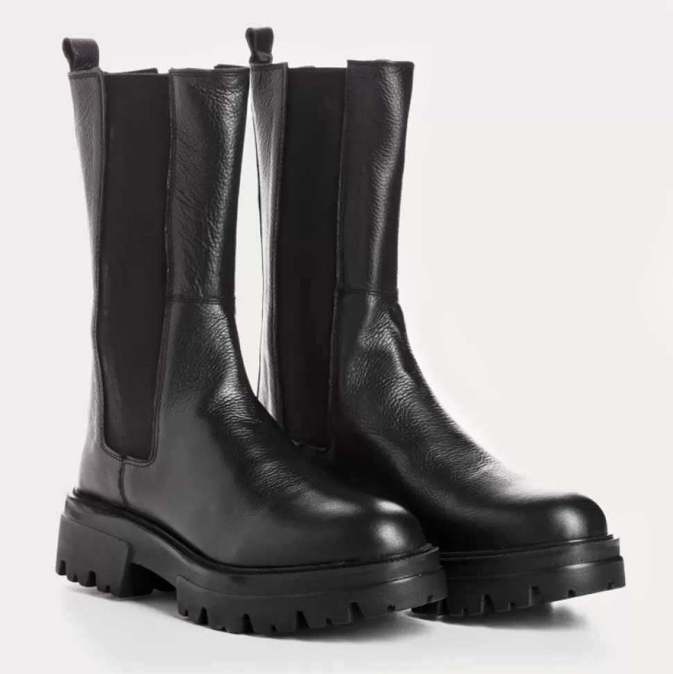 Boots^Reqins Boots Devora Cuir Graine Noir, Noir