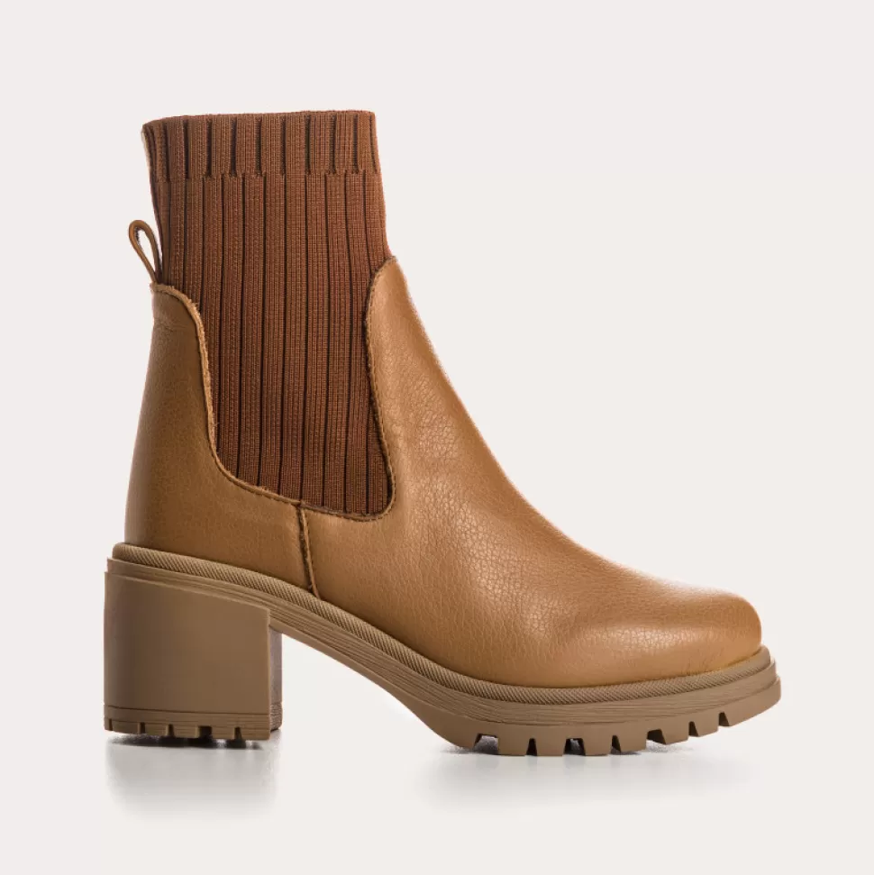 Boots^Reqins Boots Dita Cuir Graine Camel, Camel