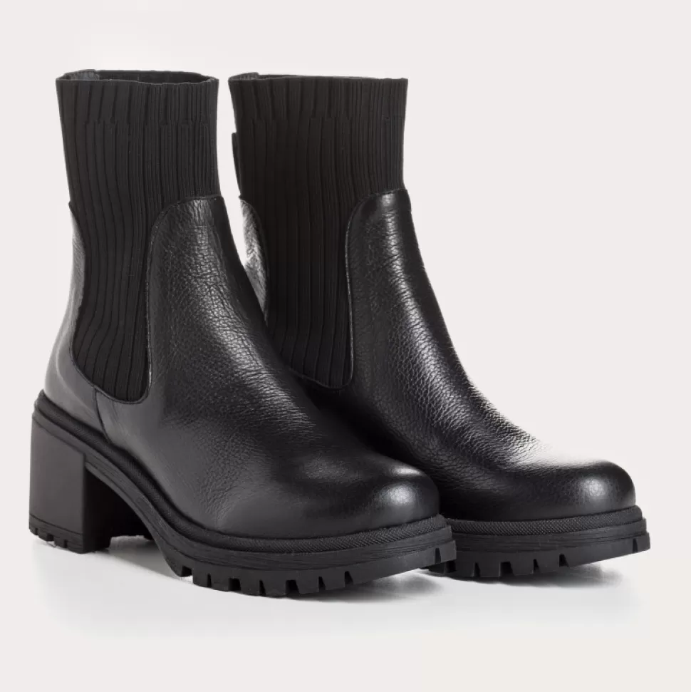 Boots^Reqins Boots Dita Cuir Graine Noir, Noir