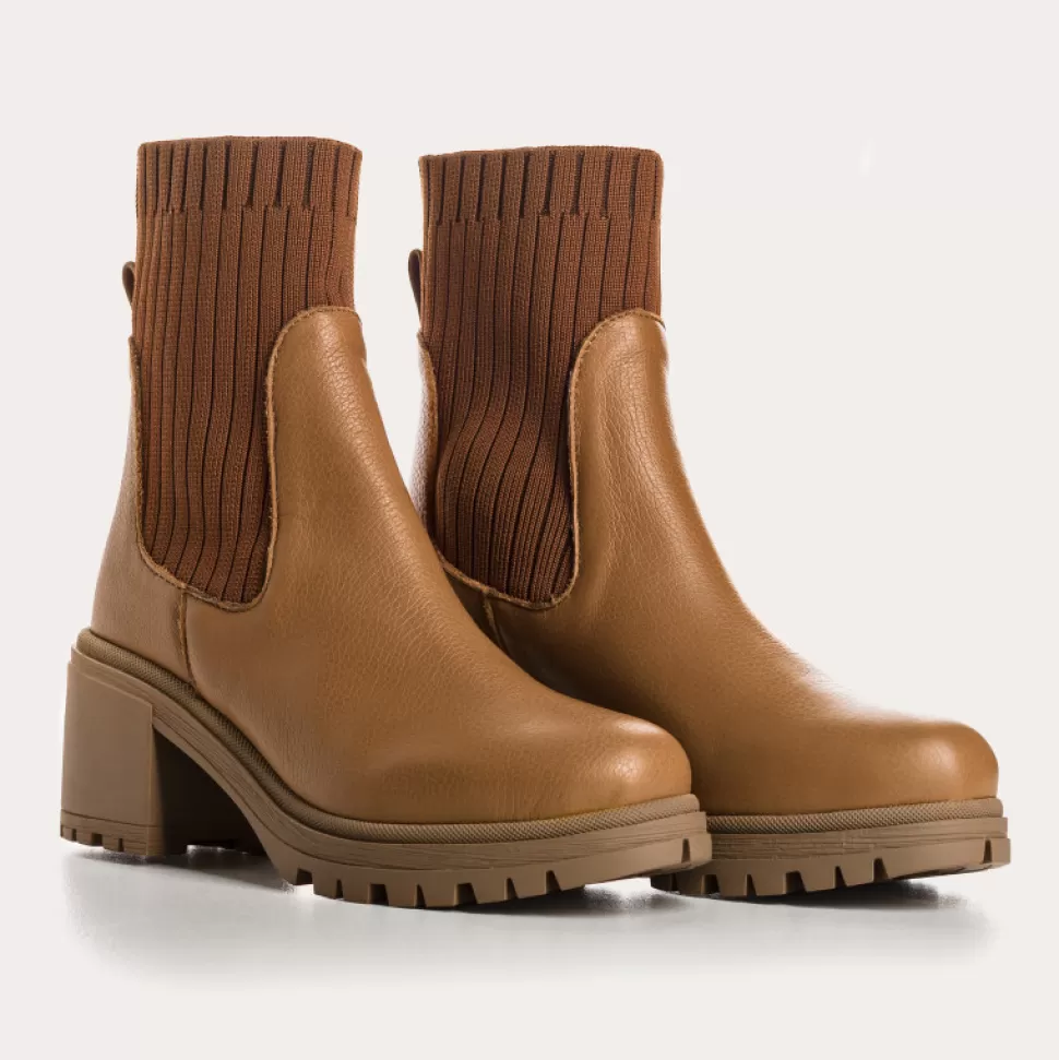 Boots^Reqins Boots Dita Cuir Graine Camel, Camel