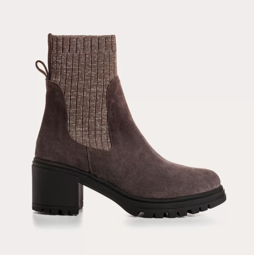 Boots^Reqins Boots Dita Cuir Velours/Lame Anthracite, Gris